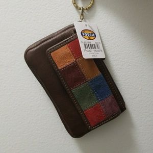 NWT Multicolored Fossil Keychain Wallet