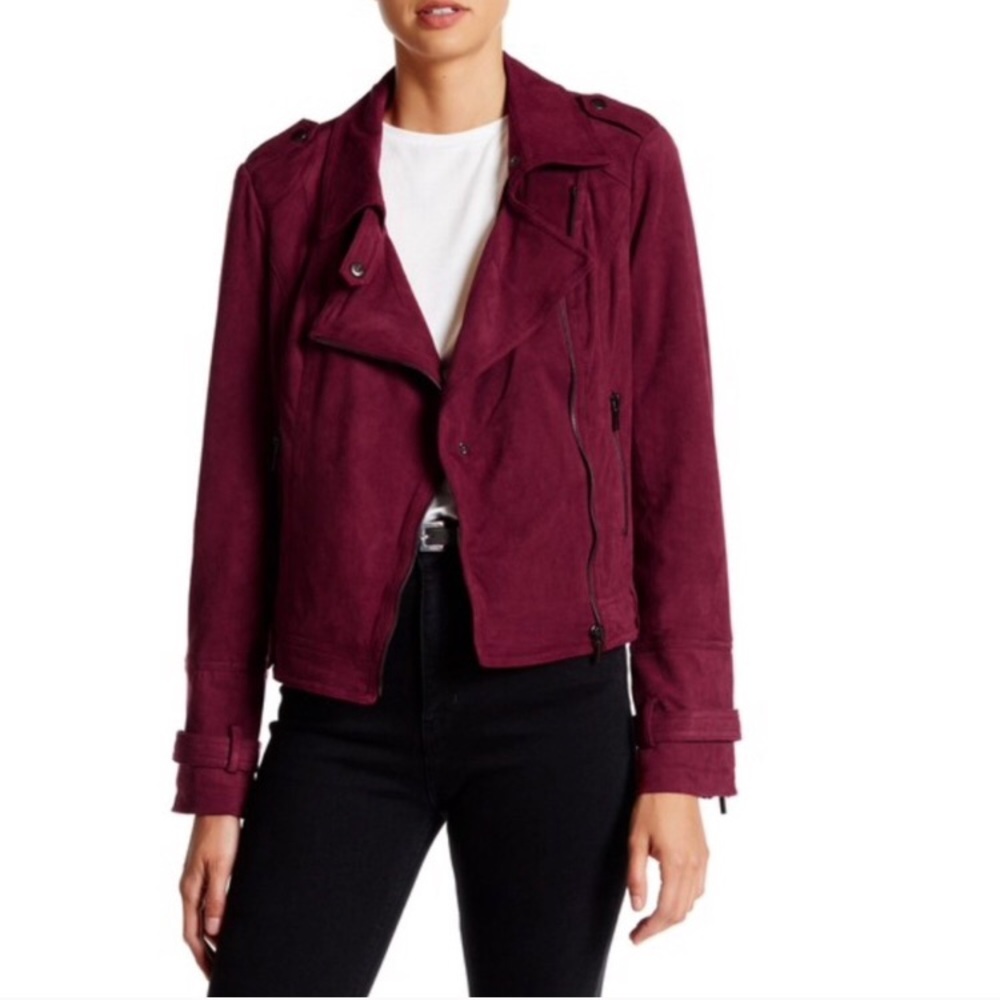 Maroon Suede Moto Jacket