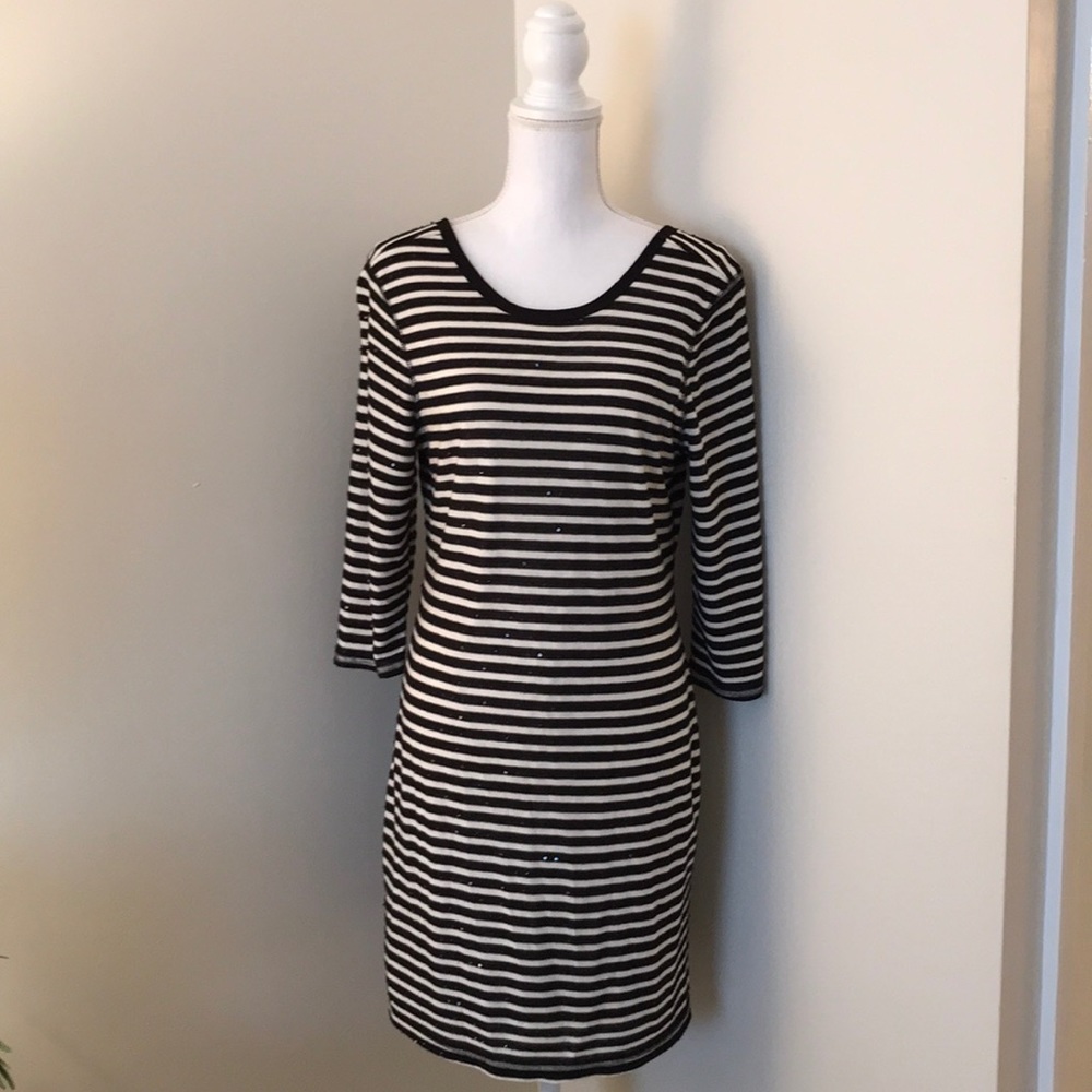 Express Black and White Sequin Dress