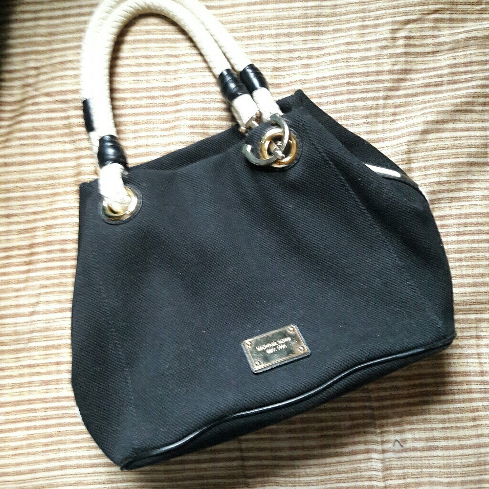 MICHAEL KORS BLACK CANVAS MARINA HANDBAG
