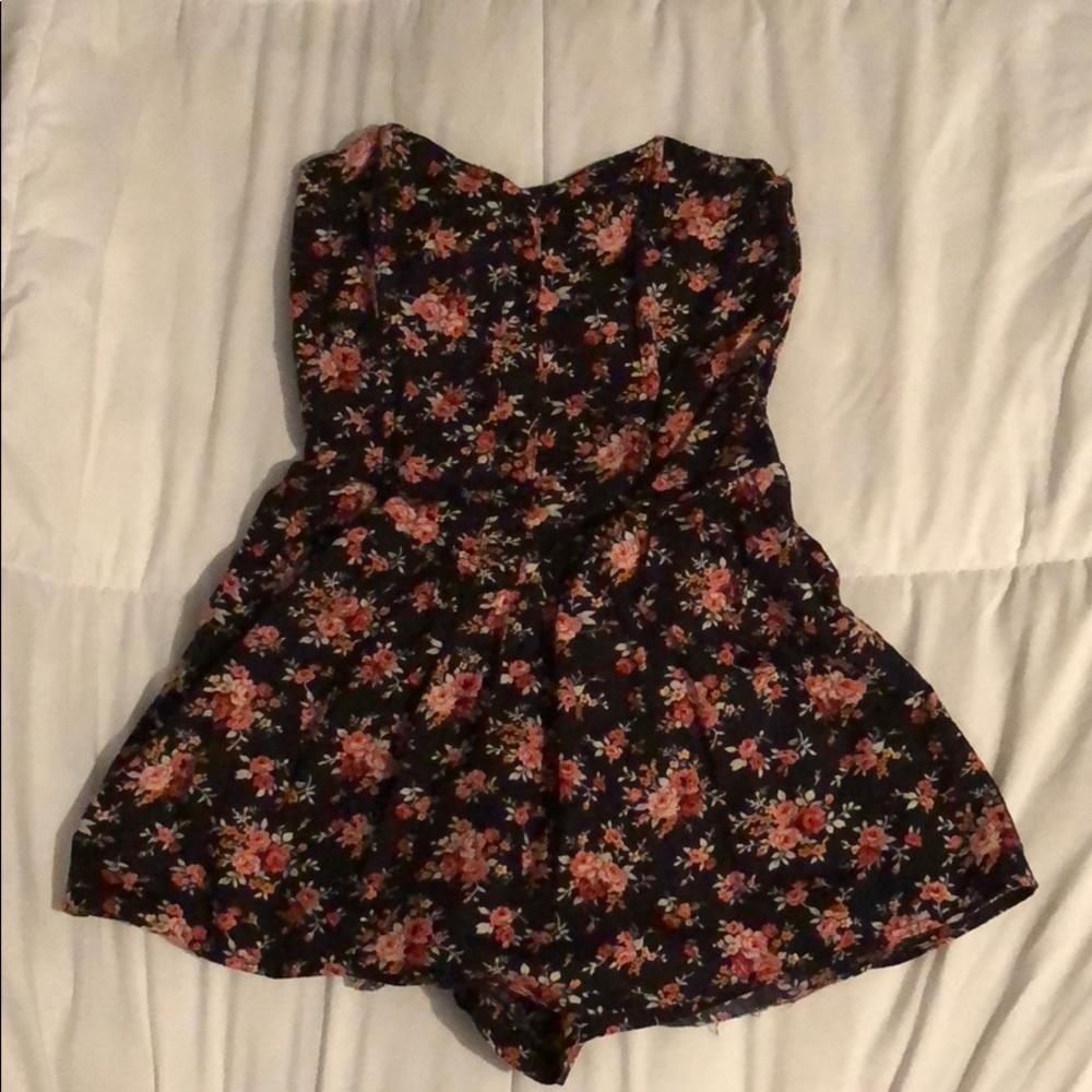 Black floral romper