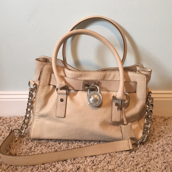 Michael Kors Handbags - MK Hamilton cream leather