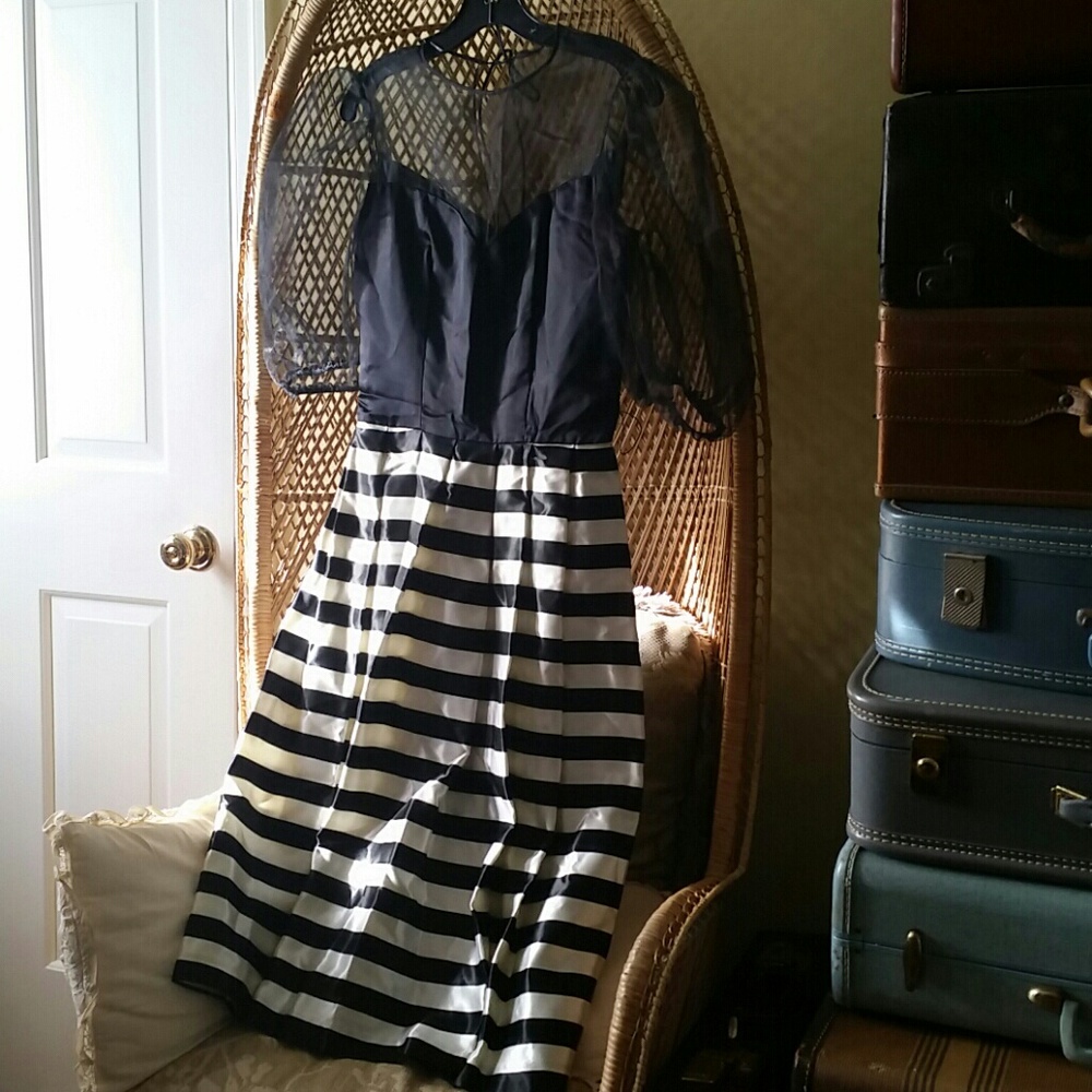 Sheer and Striped French Inspired Party 🎉Dress 👗
