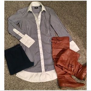 Vintage Ben Sherman Navy Stripe Button Down Tunic