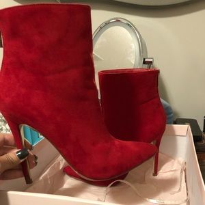 Red pointed toe boots