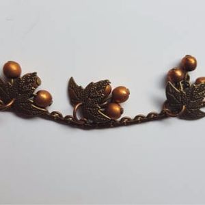 Grape leaf/cluster vintage copper necklace