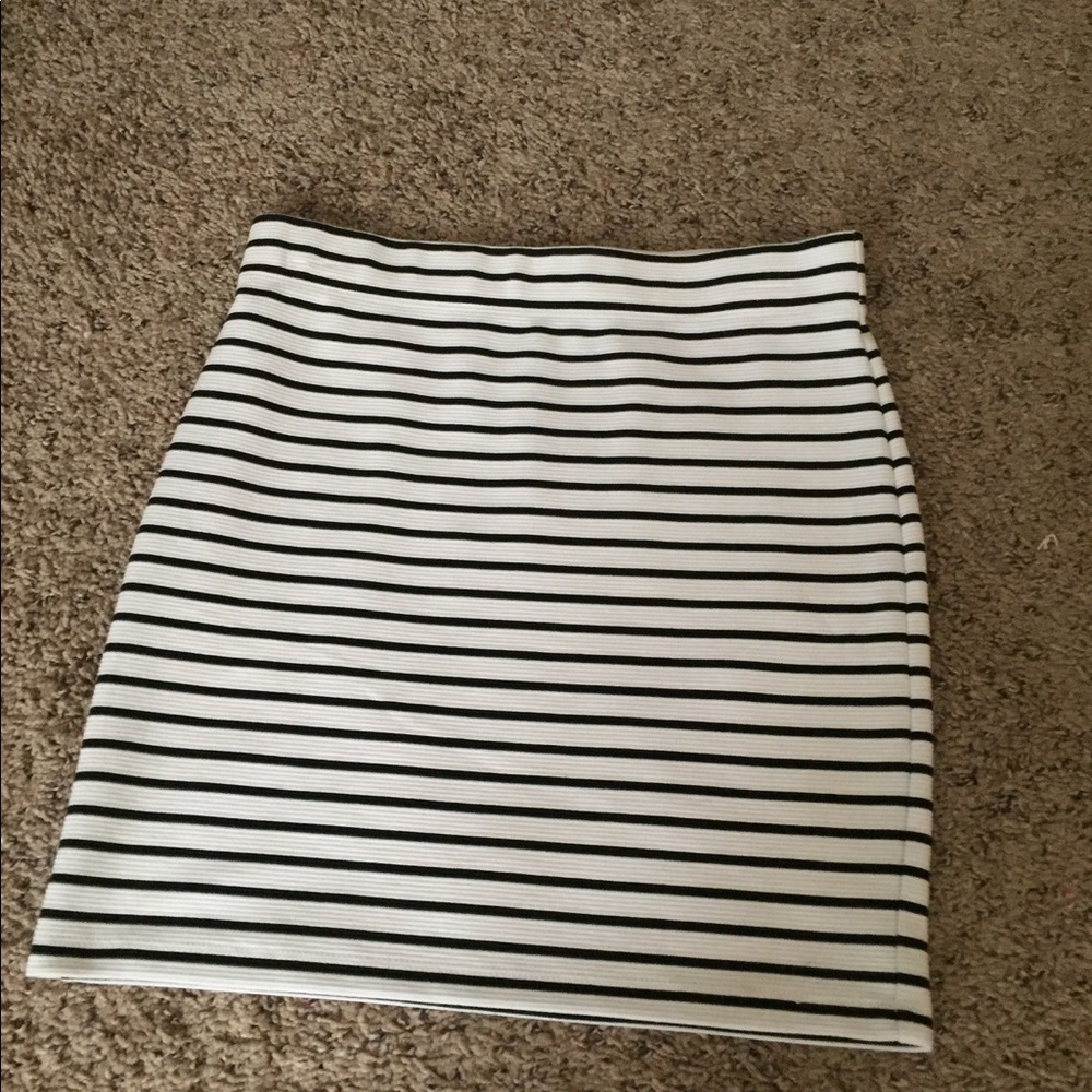 A black and white striped skirt