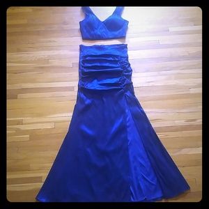 City Triangles blue formal crop top/skirt dress