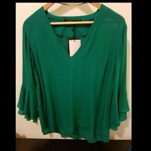 Zara Green ruffle sleeve top