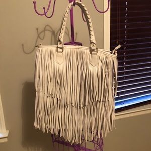 H&M White Fringe Purse Handbag