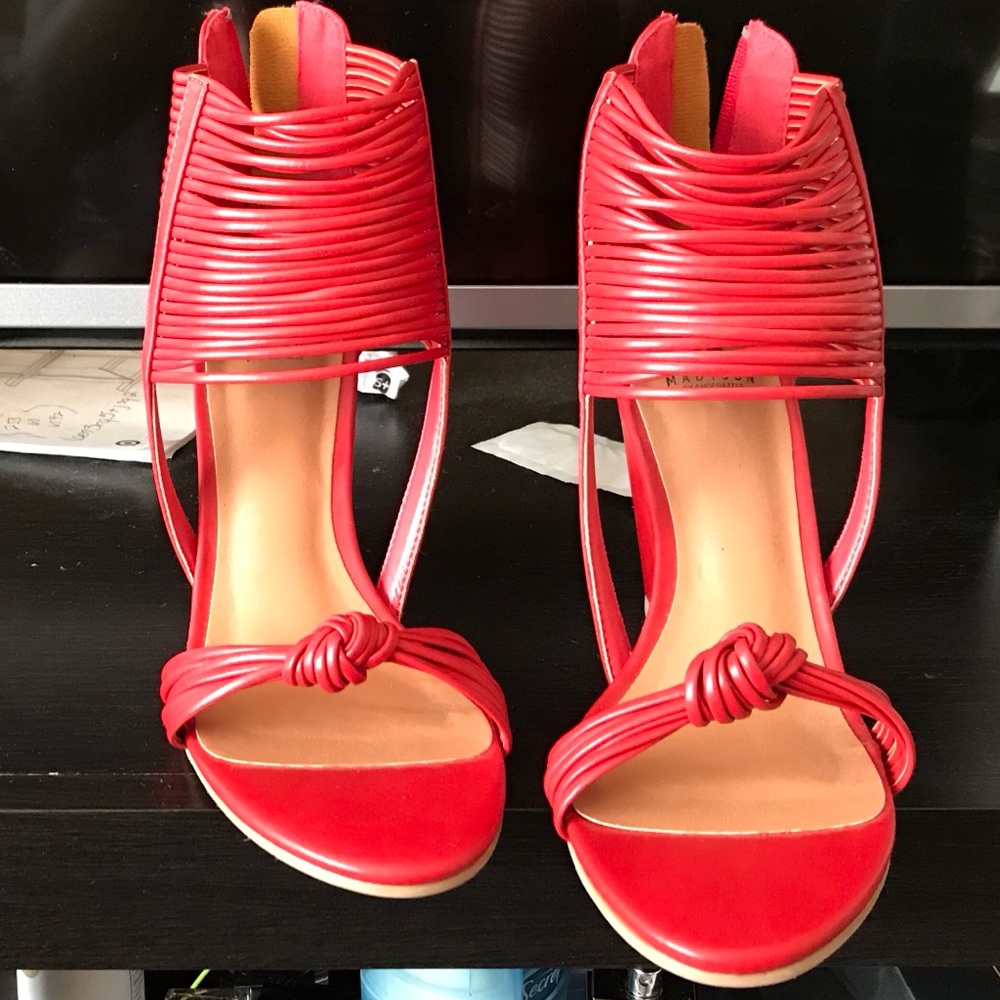 Sexy Red Open-Toe Wedges.