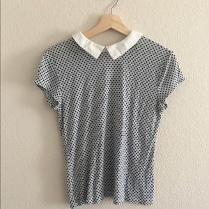 Ann Taylor collared shirt with blue print. Xs