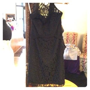 Jasmine black lace halter mini dress