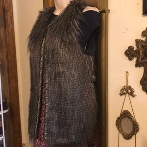 New Directions Flux Fur Gray Sweater Vest Cardigan BRANDNEW WITH TAG 🏷 SZ L