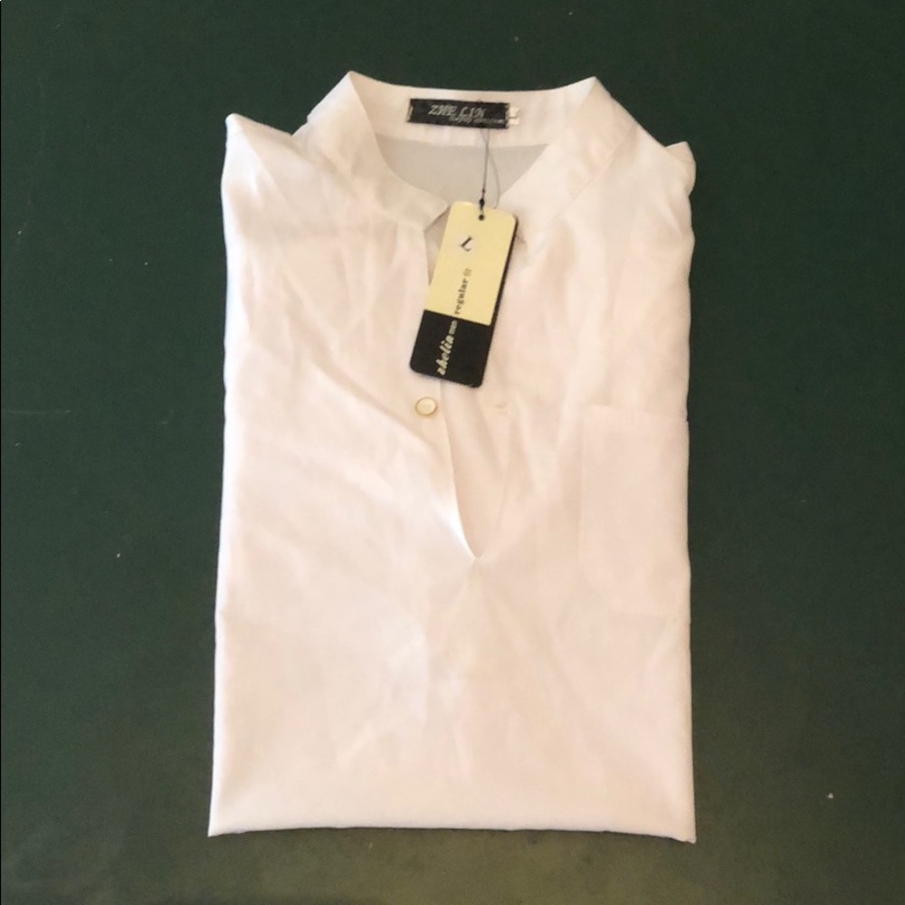 White Zhelin Men Regular Fit Dress Shirt