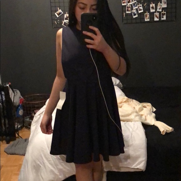 Navy blue dress fit and flare - Picture 1 of 6