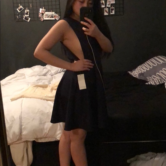 Navy blue dress fit and flare - Picture 2 of 6