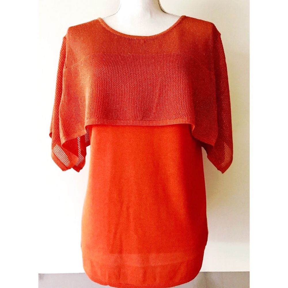 Yuka Paris Layered Mesh Knit Top Blouse