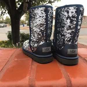 Blue&Silver Sequin Ugg Boots