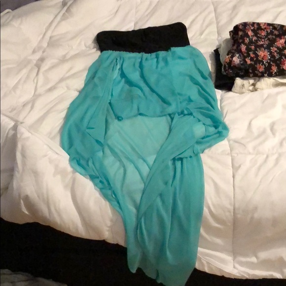 Black and teal high low flowy dress - Picture 6 of 6