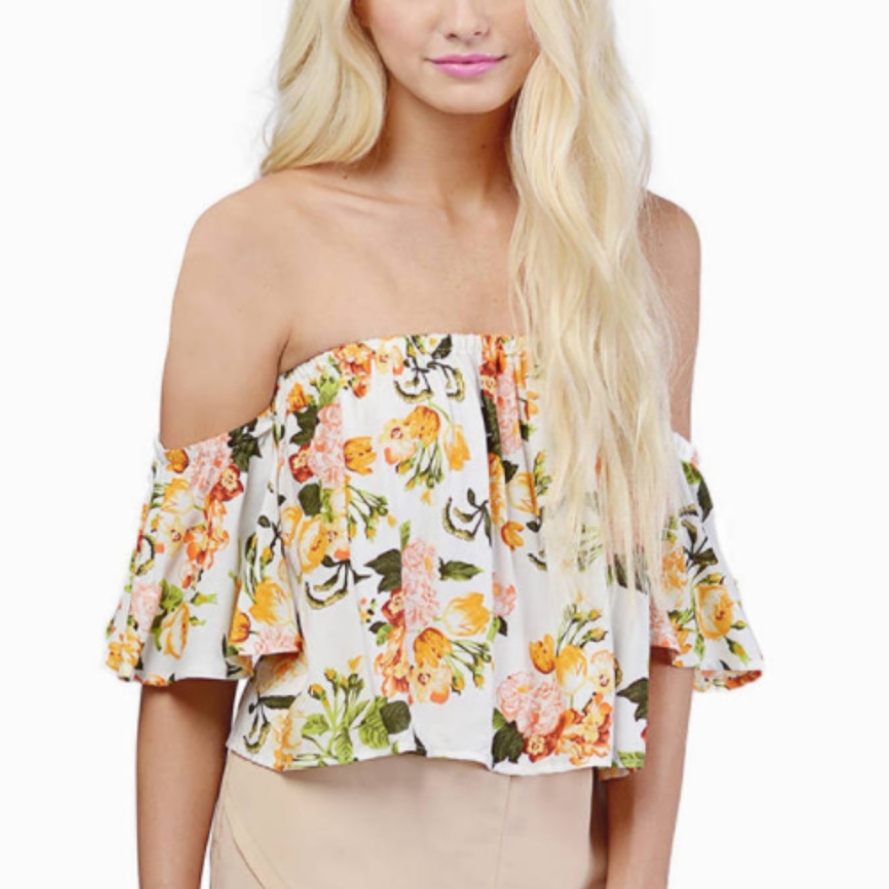 TOBI Floral Off-Shoulder Crop Top (NWOT)