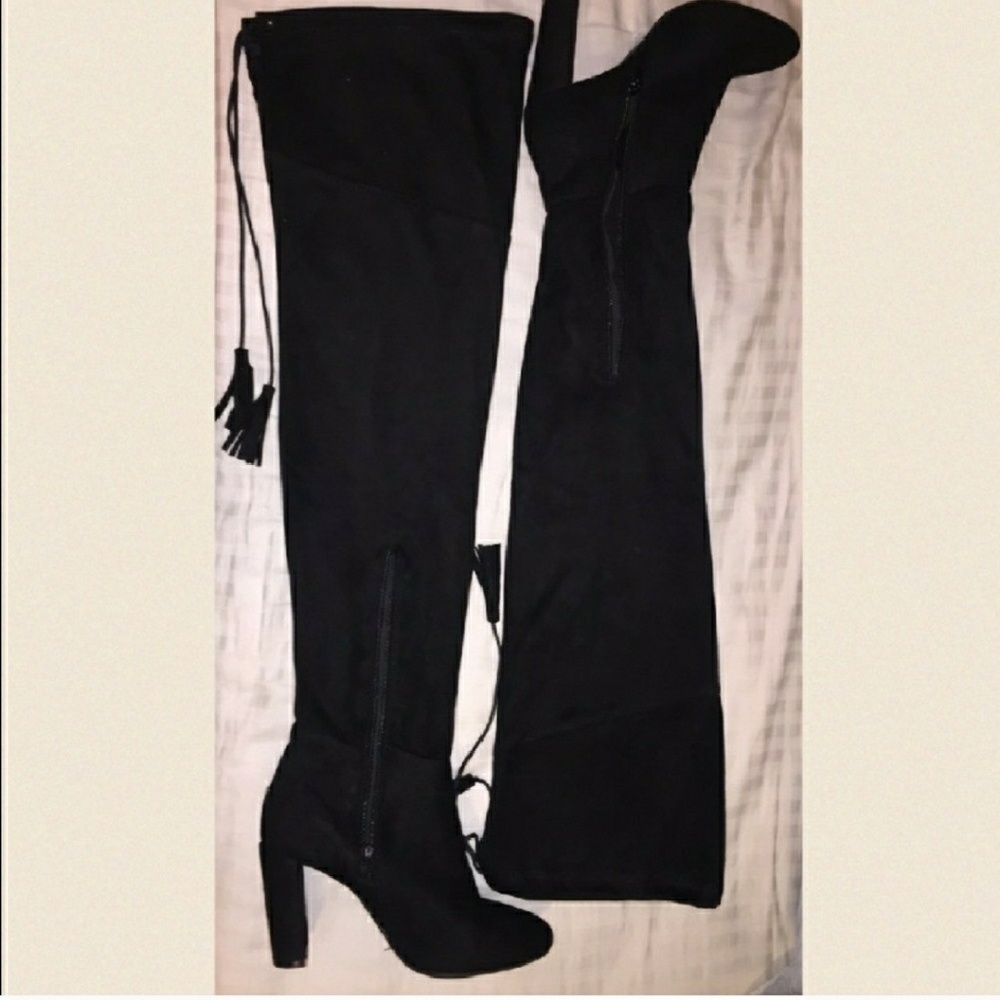 Black Suede Over the Knee Boots