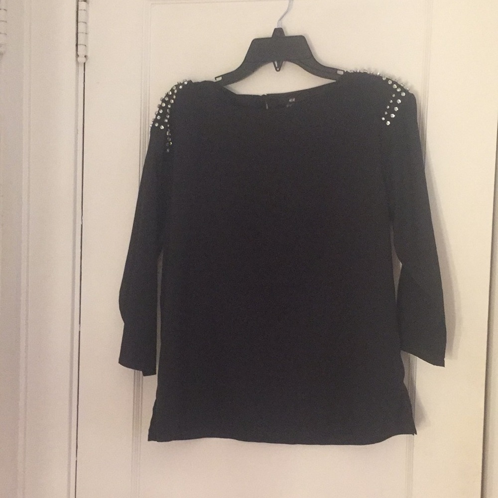 H&M Jeweled Shoulder Blouse