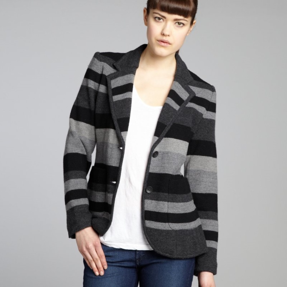 rag & bone Grey Wool Striped Sweater Blazer, Sz M