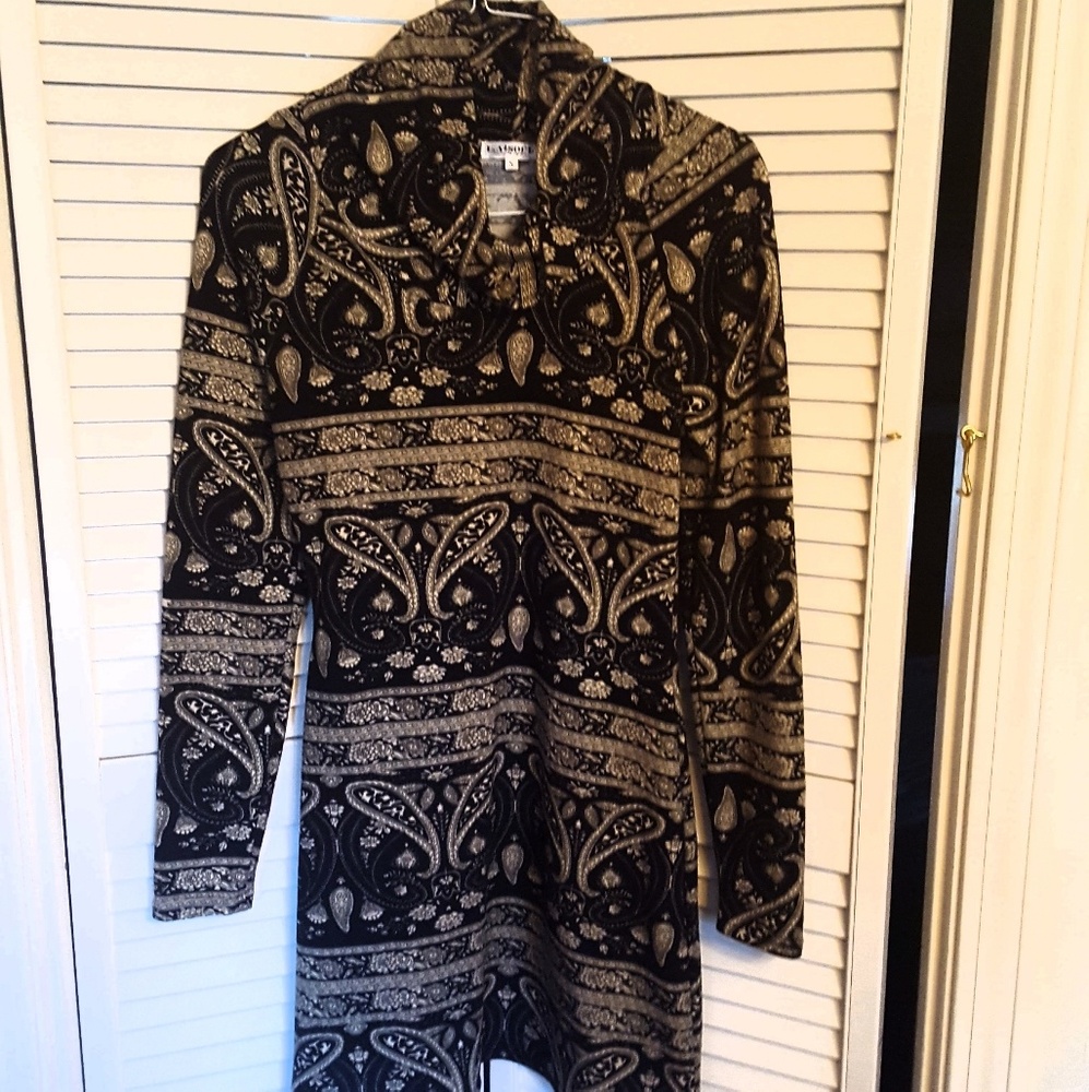 Black and Olive Green Paisley Dress