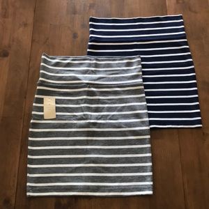 ✌🏼Two Striped Skirts | Gray and Navy Blue