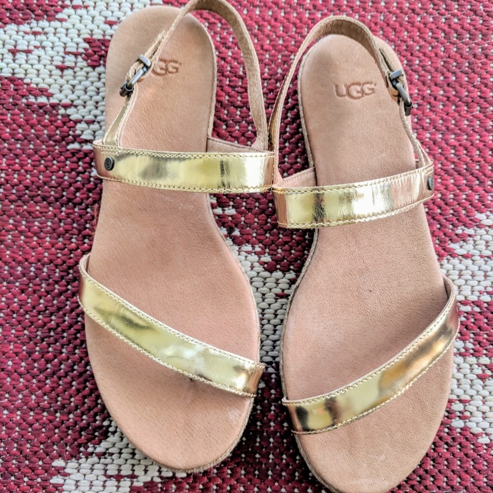 UGG BRYLEE - T-Bar Sandals - Gold Women Shoes,Uggs - Picture 4 of 8
