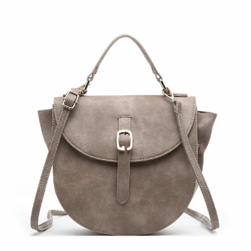 NWT Taupe/Grey Saddle Crossbody Bag