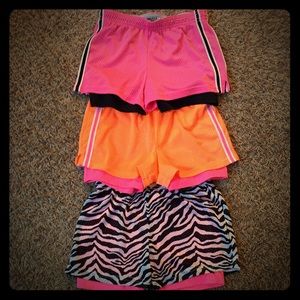 Set of 3 Justice neon lined mesh shorts