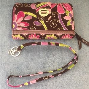 Vera Bradley wallet/clutch with matching lanyard.