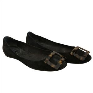 Roger Vivier black suede Gomette Flats