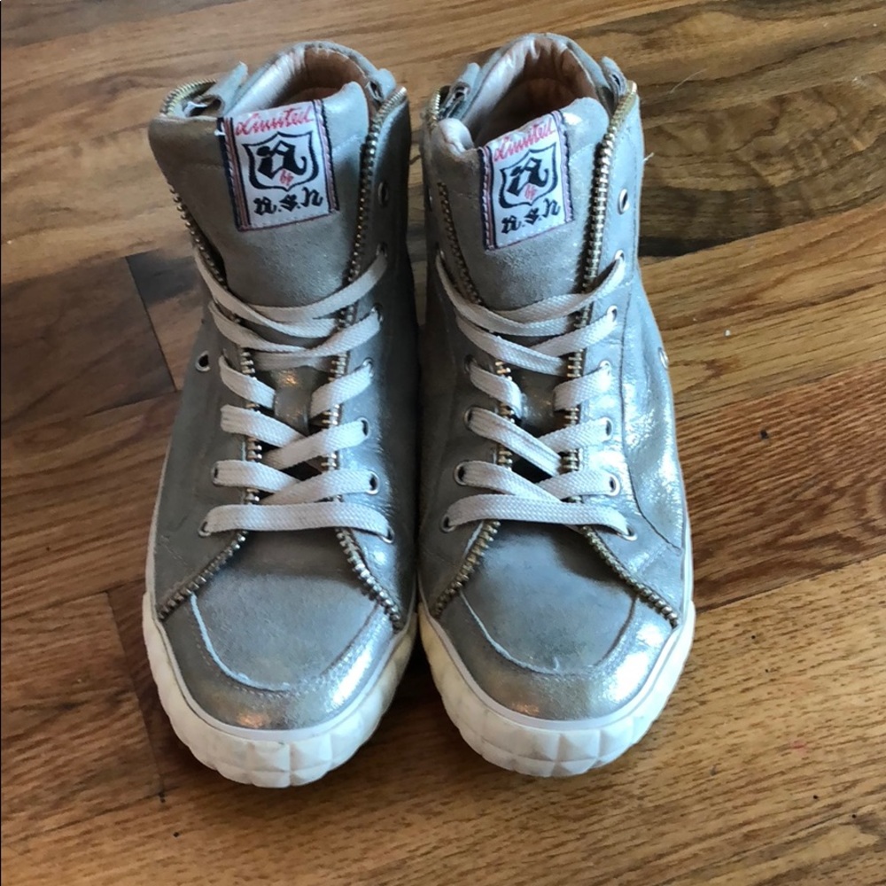 ASH Metallic High Top Sneakers w Zippers Sz 36/6
