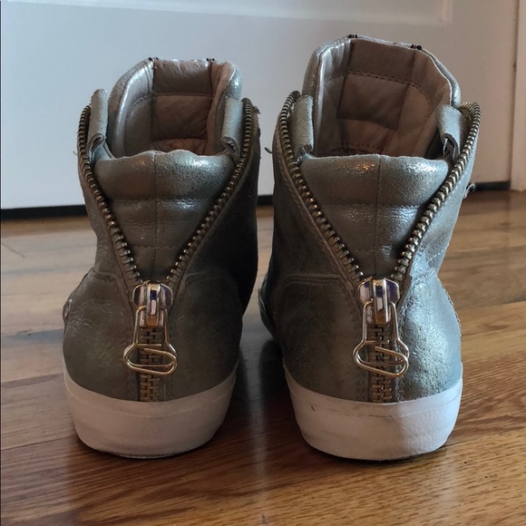 ASH Metallic High Top Sneakers w Zippers Sz 36/6 - Picture 3 of 5