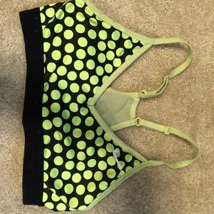 NIKE SPORTS BRA. ELECTRIC YELLOW with polka dots