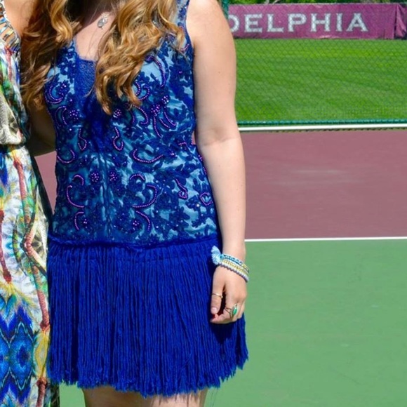 OFFER Rare FP Fringe Blue Dress - Picture 3 of 3