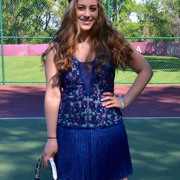 OFFER Rare FP Fringe Blue Dress - Picture 2 of 3