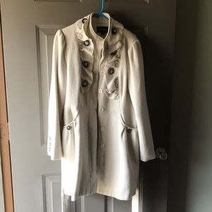 Cream Ruffled Peacoat