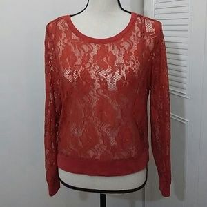 🌈 5/$25 Burnt Orange Lace Shirt