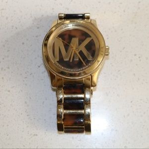 Michael Kors Runway Brown Dial Gold Tone Watch