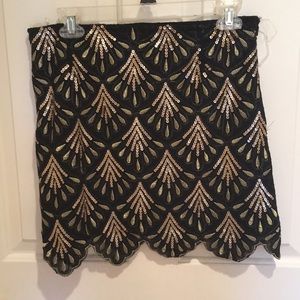 Black and Gold sequin mini skirt