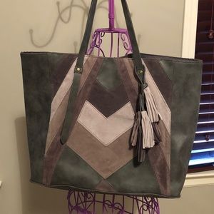 Grey Chevron Tote Purse