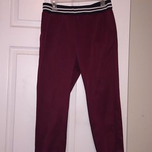 Burgundy,white and black joggers