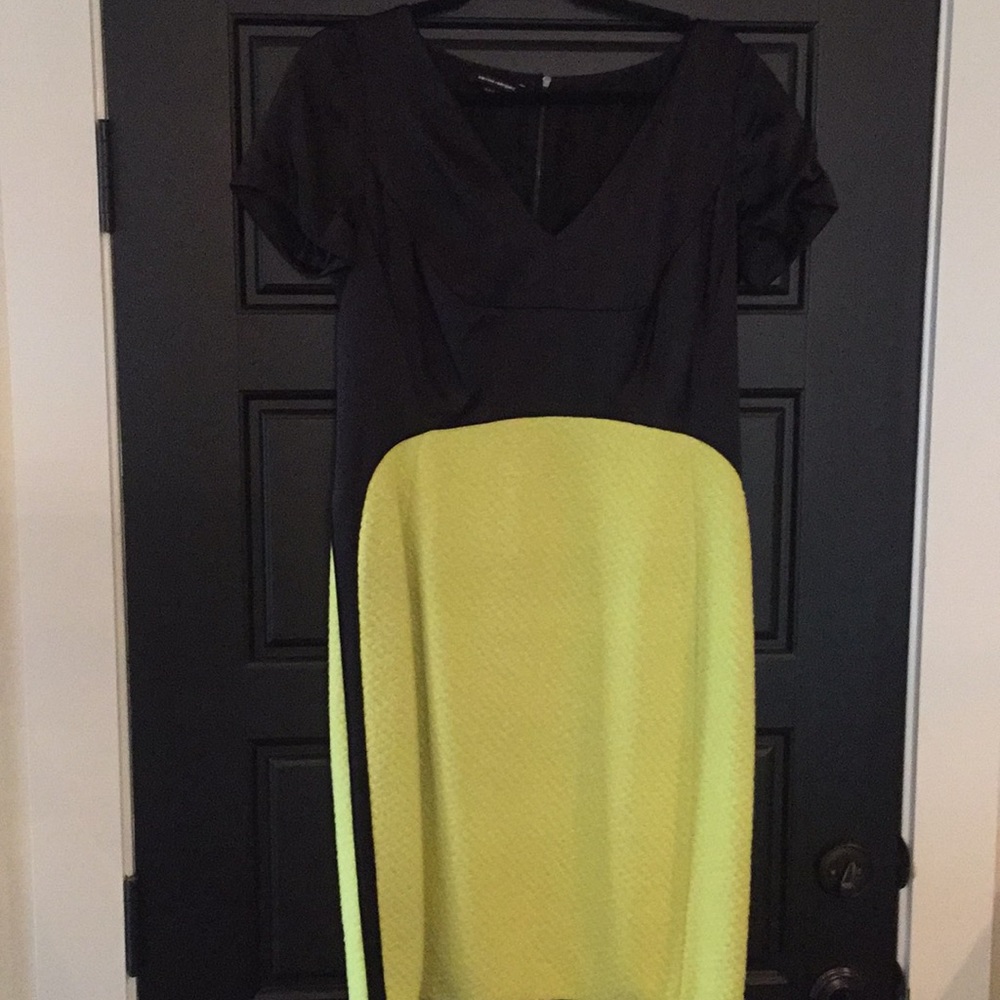 Black silk and bright Yellow wool dress