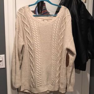Cream sweater with elbow pads