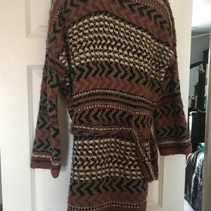 Free People Iona Pattern Belt Knit Sweater