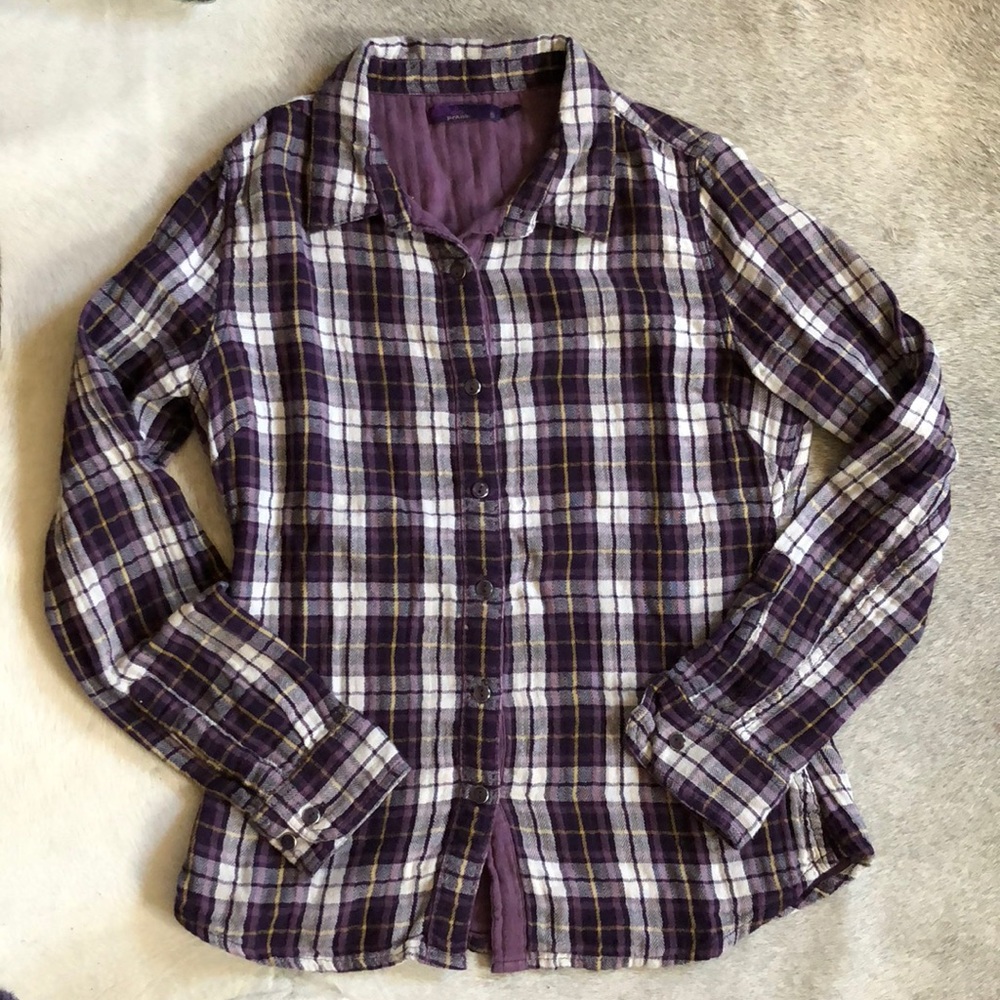 Prana purple plaid button down